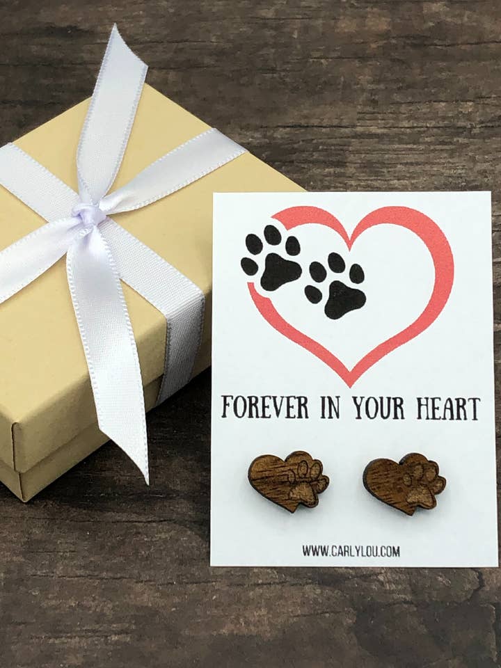 Pet Memorial Gift - Dog Loss Gift - Paw Heart Earrings for wholesale by Carly Lou