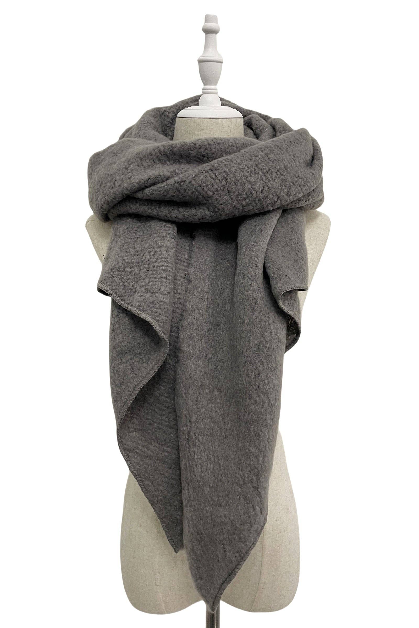 Fashion Scarf World - Wholesale Scarf - Women's - Plain Boucle Diagonal Edge Wool Scarf27