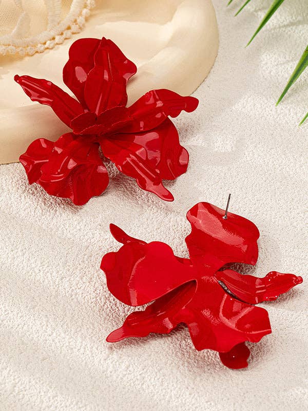 Red Flower Shape Drop Earrings for wholesale on Faire1