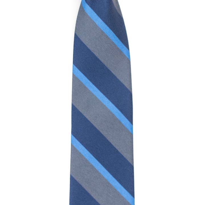 Atwood - Grey and Navy Striped Tie for wholesale by Tough Apparel