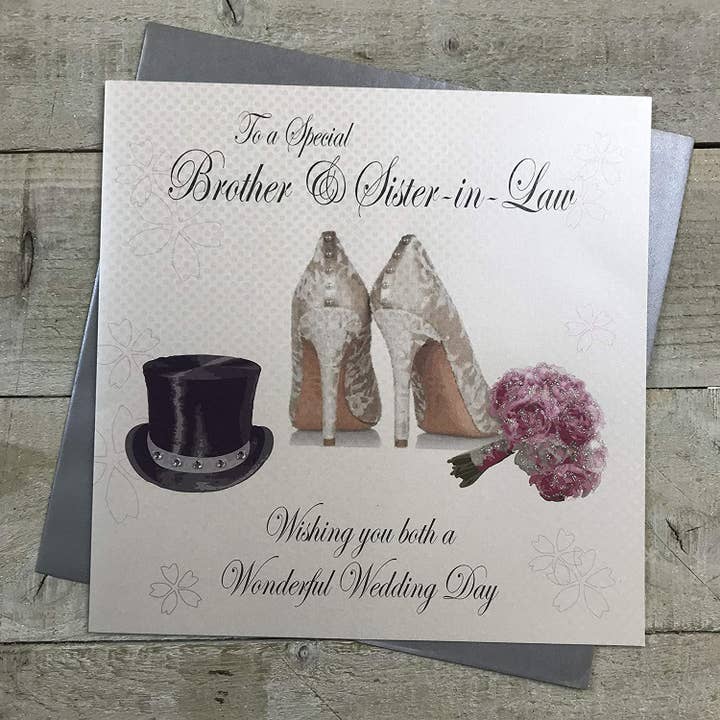 Brother & Sister-In-Law Large Wedding Hat,Shoes & Bouquet) for wholesale by White Cotton Cards