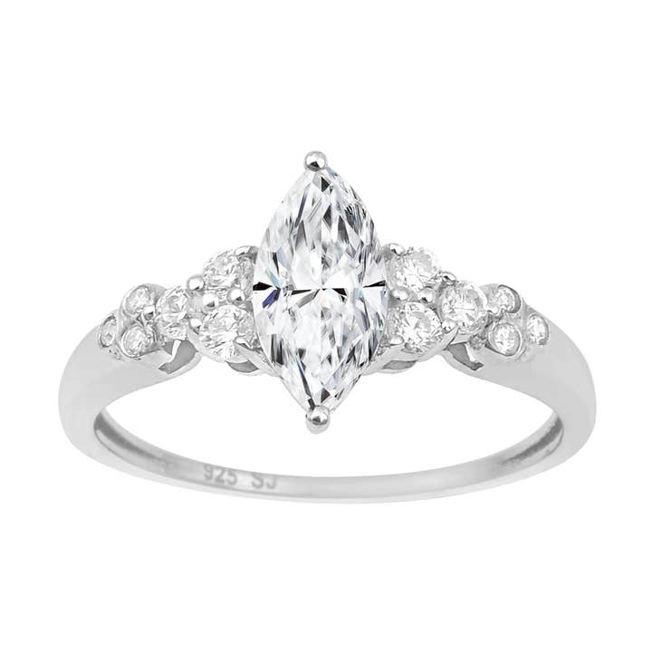Anel com Acentos em Prata Esterlina 925 e Moissanite Marquise de 1,00Ct por atacado de Star Joya