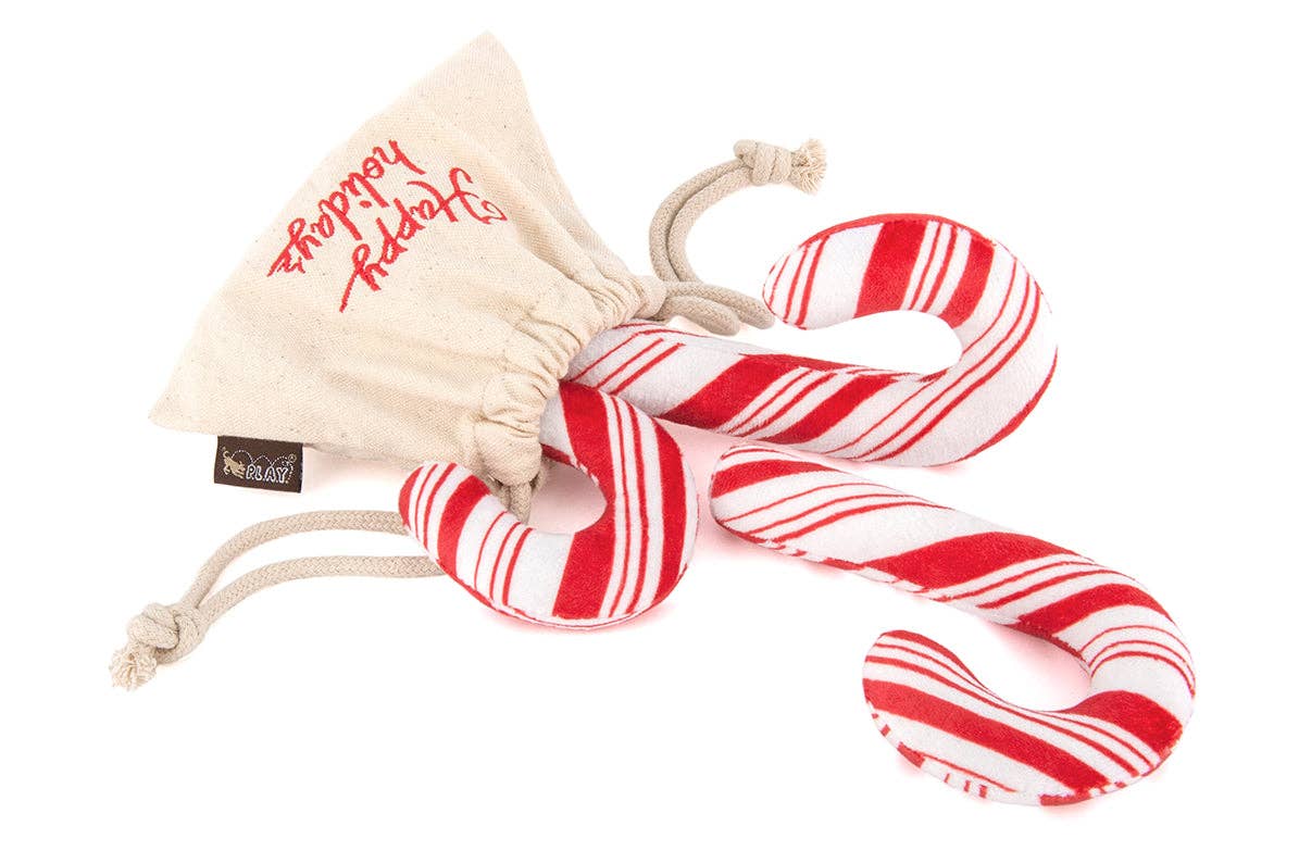 P.L.A.Y. Pet Lifestyle and You – wholesale Pet plush toy – Dog – Holiday Classic Cheerful Candy Canes2