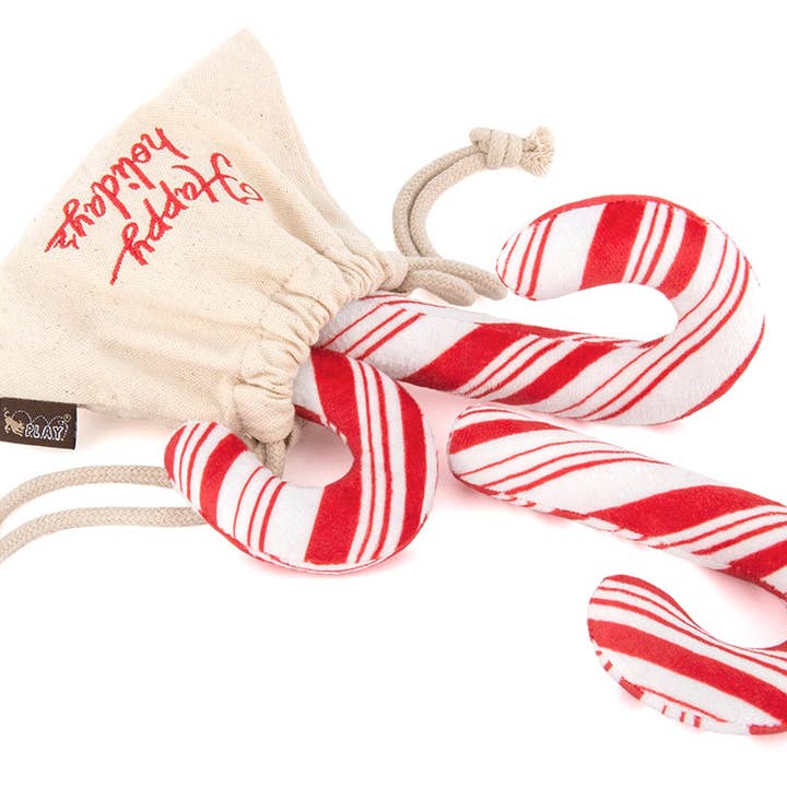 P.L.A.Y. Pet Lifestyle and You – wholesale Pet plush toy – Dog – Holiday Classic Cheerful Candy Canes2