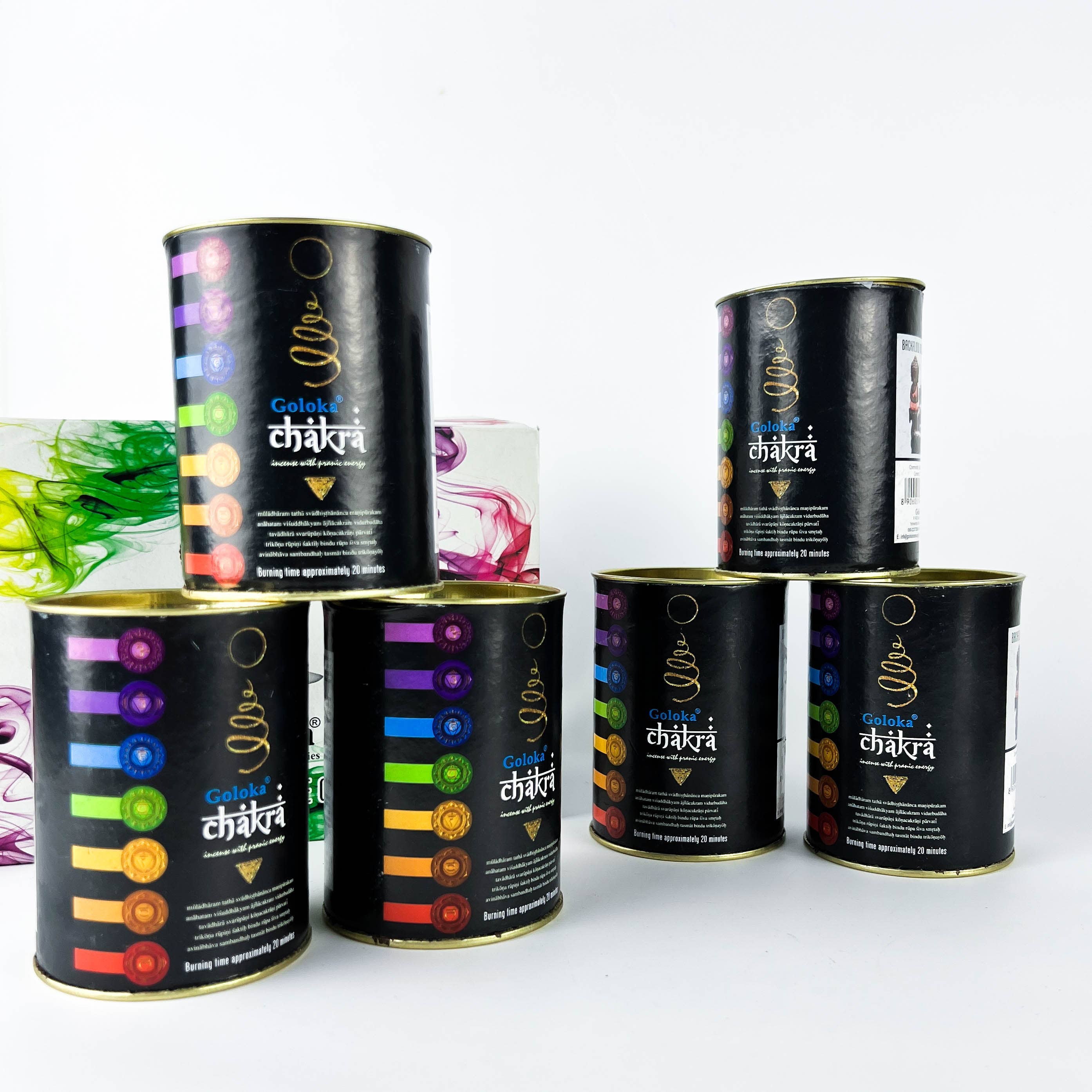 GREENROOTS USA LLC - Vendita all'ingrosso Incensi - Coni di incenso Goloka Chakra Backflow, confezione da 24 coni, confezione da 618