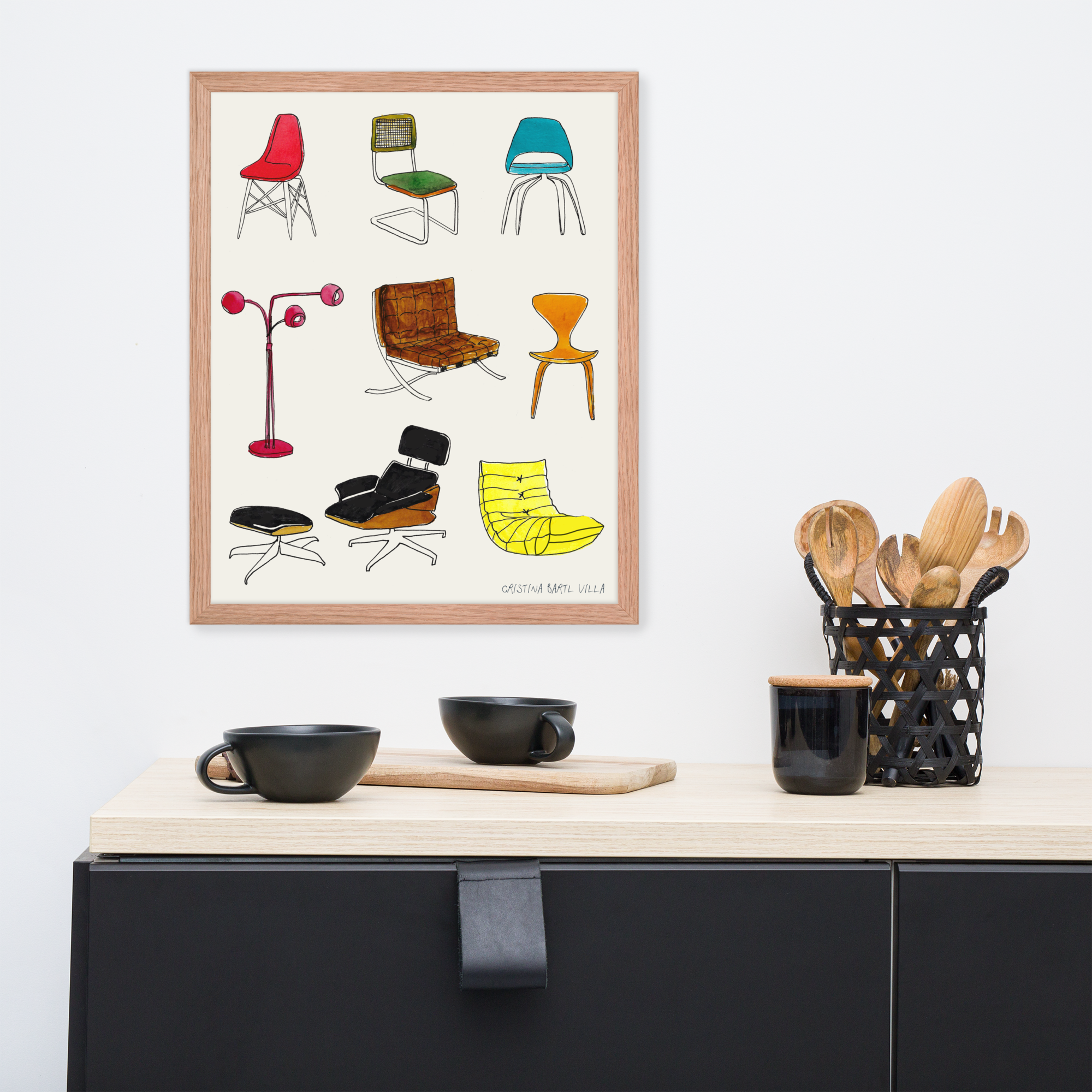 Honora Papers - Vendita all'ingrosso Stampa artistica - Stampa artistica di mobili moderni di metà secolo, icone MCM (senza cornice)2