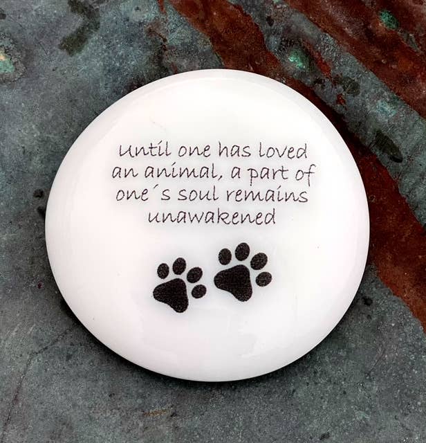 SHOPGIVECOURAGE – wholesale Spiritual stone/crystal – Pet Grief Imprinted Glass Stones (40) in Dough Bowl Display8