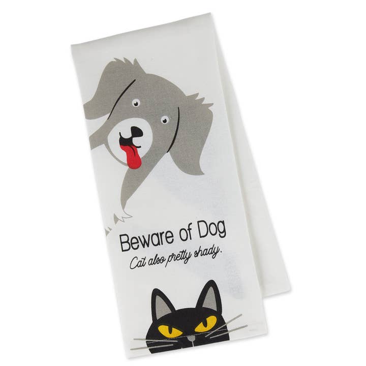 Design Imports - Venta al por mayor Paños de cocina - Paño de cocina estampado Beware Of Dog & Cat