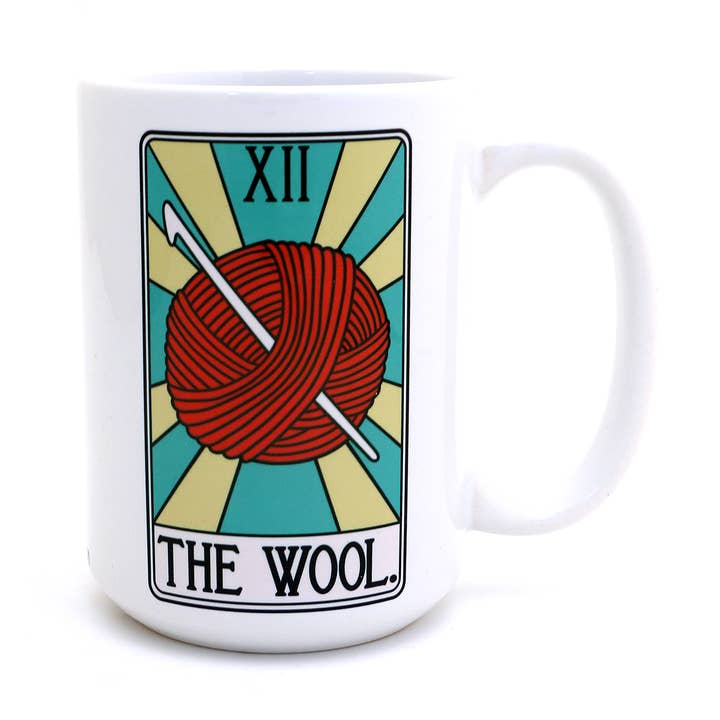 Lenny Mud – Großhandel Kaffeebecher – The Wool Tarot Card Häkelbecher, 15 Unzen0