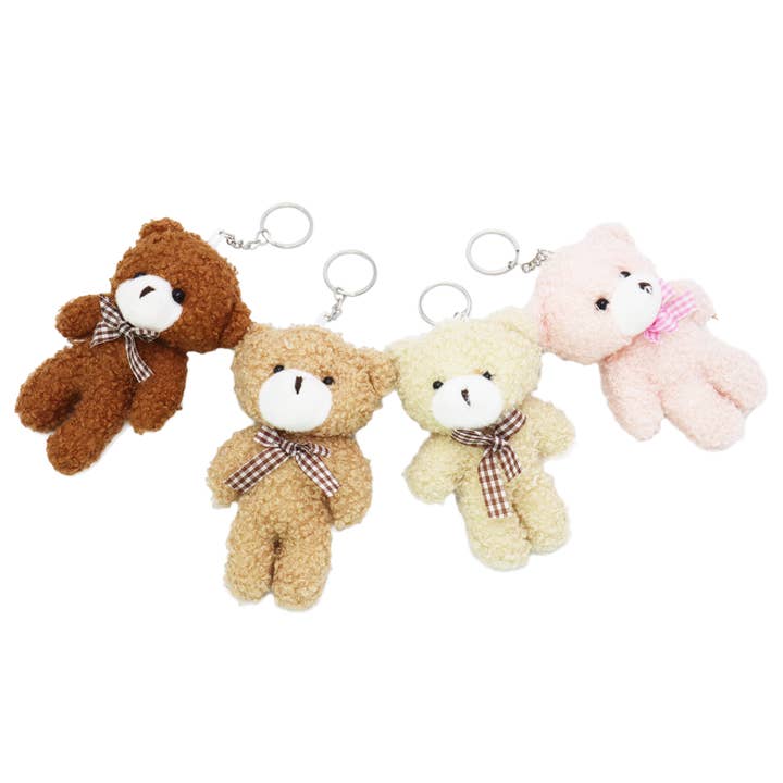 Cap Zone - Wholesale Keychain - Women's - Teddy Bear Fuzzy Terry Fleece Stuffed Key Chain
