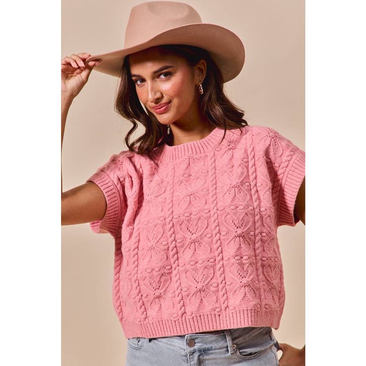 Flower Pattern Sweater Knit Vest Top for wholesale by IVE