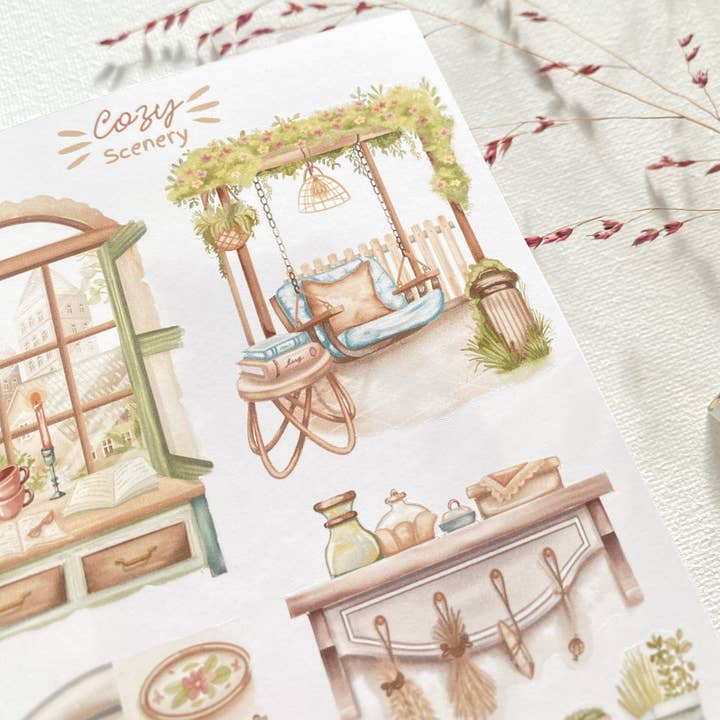 Lettoon - Wholesale Sticker - Sticker Sheet - Cozy Scenery