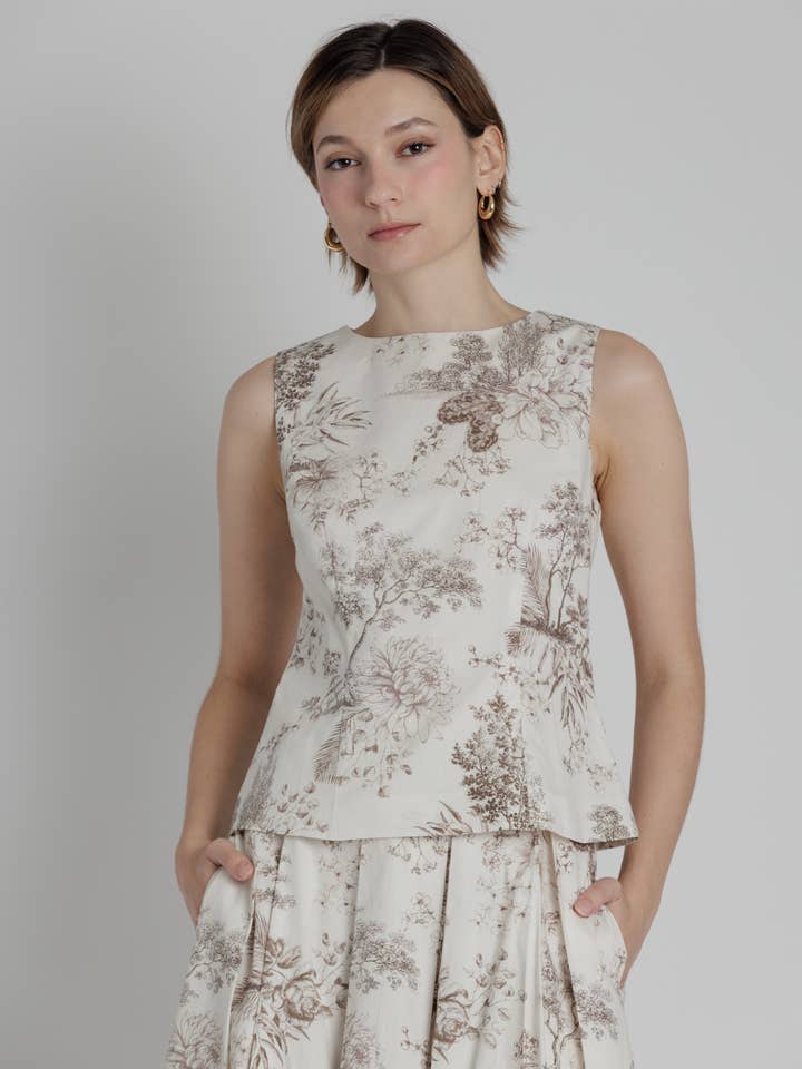 AT2317 - TOILE PRINT TOP W/ SEAMS for wholesale by Aureum