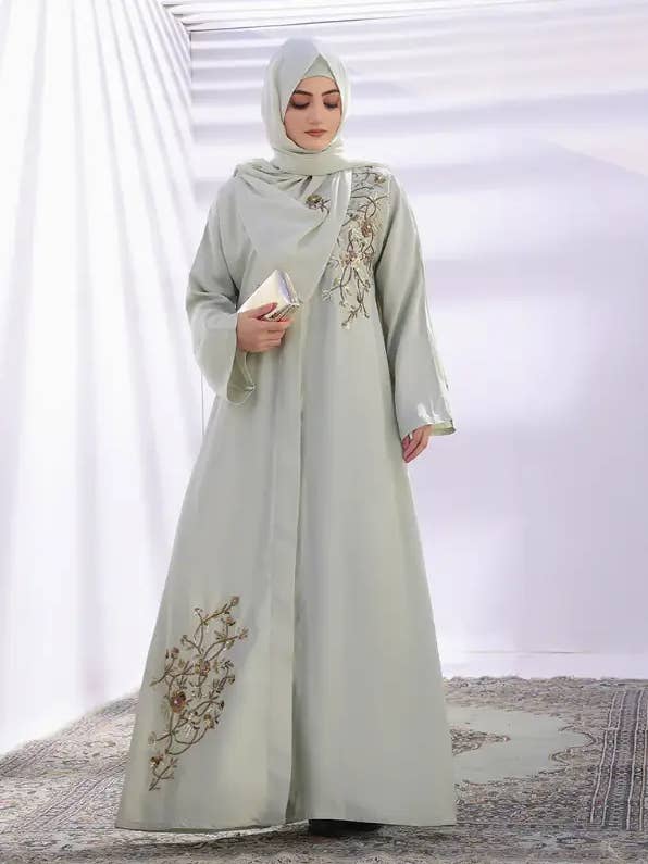 Multi Colored Nazli Front Open Embroidered Abaya for wholesale on Faire3