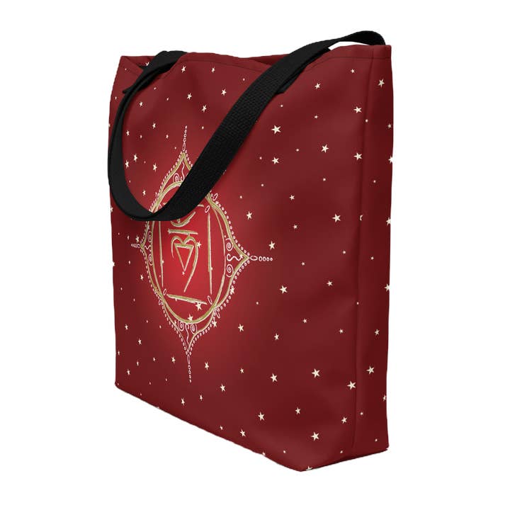Root Chakra Mandala Tote Bag With Inside Pocket 16”x 20” for wholesale by Blue Rose Studio