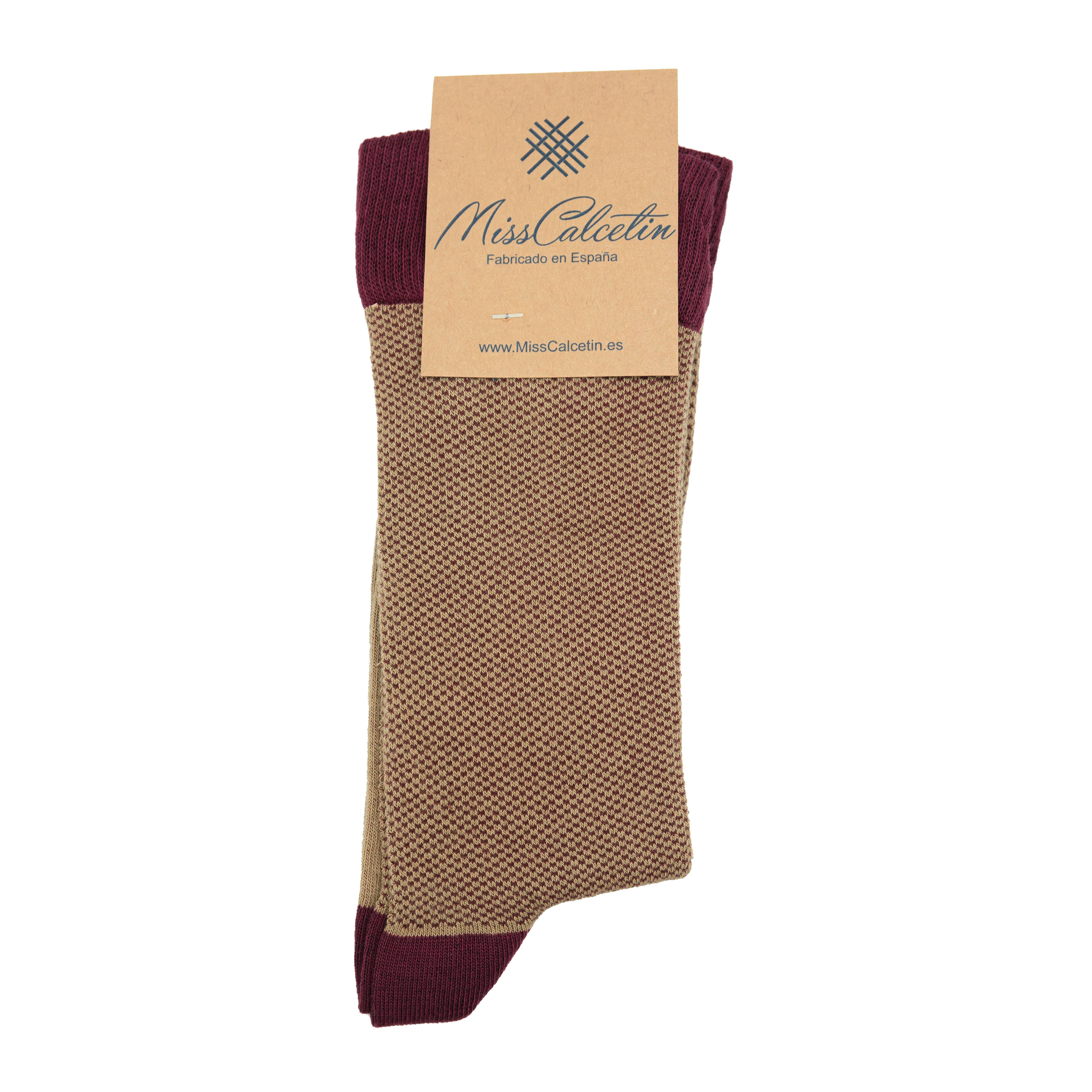 Chamel-Bordeaux MissCalcetin Low Cane Partridge Eye Camel-Burgundy en vente sur Faire0