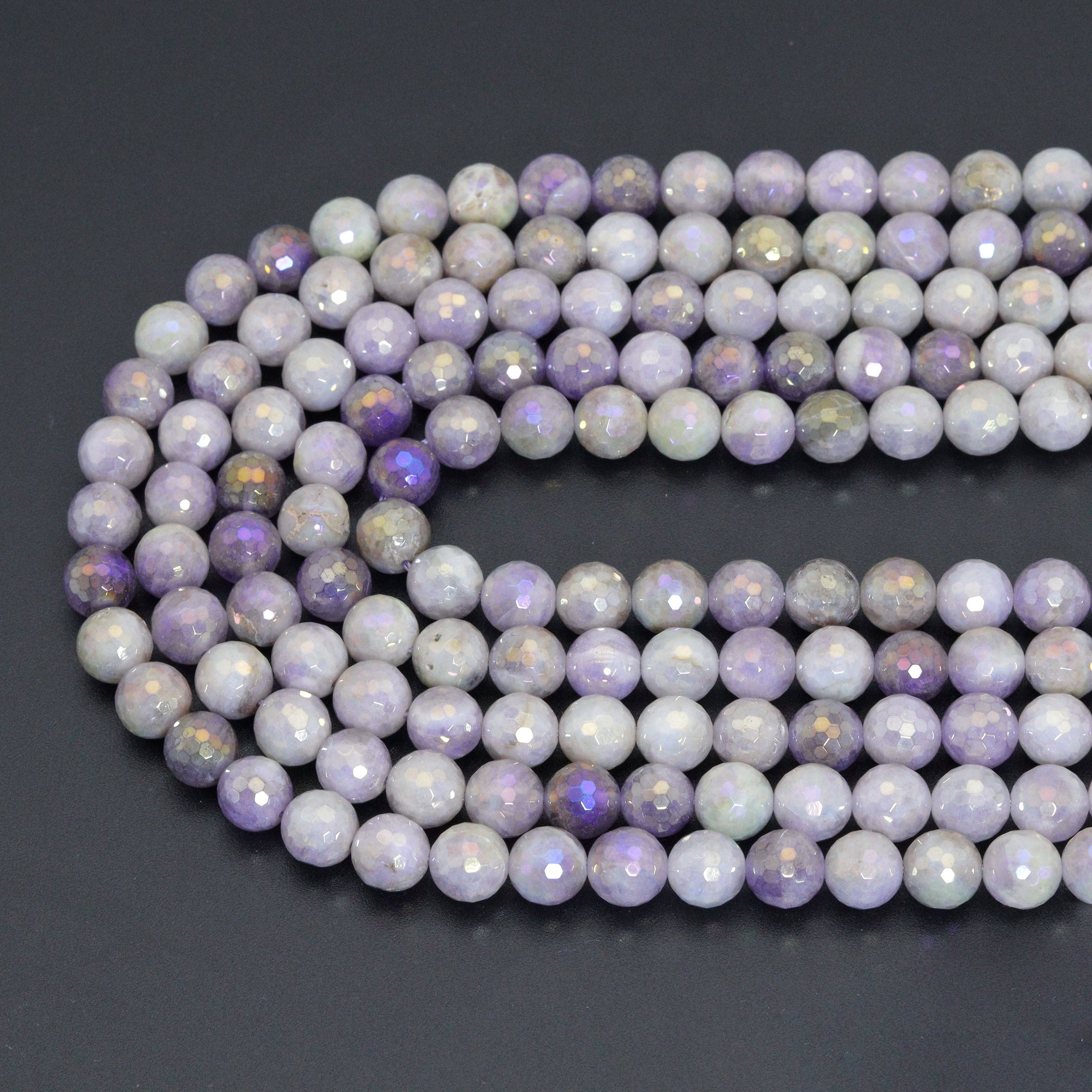 BestBeads&Beyond - Wholesale Beads - Mystic Lavender Jade Round Faceted Beads, Sku#U22151