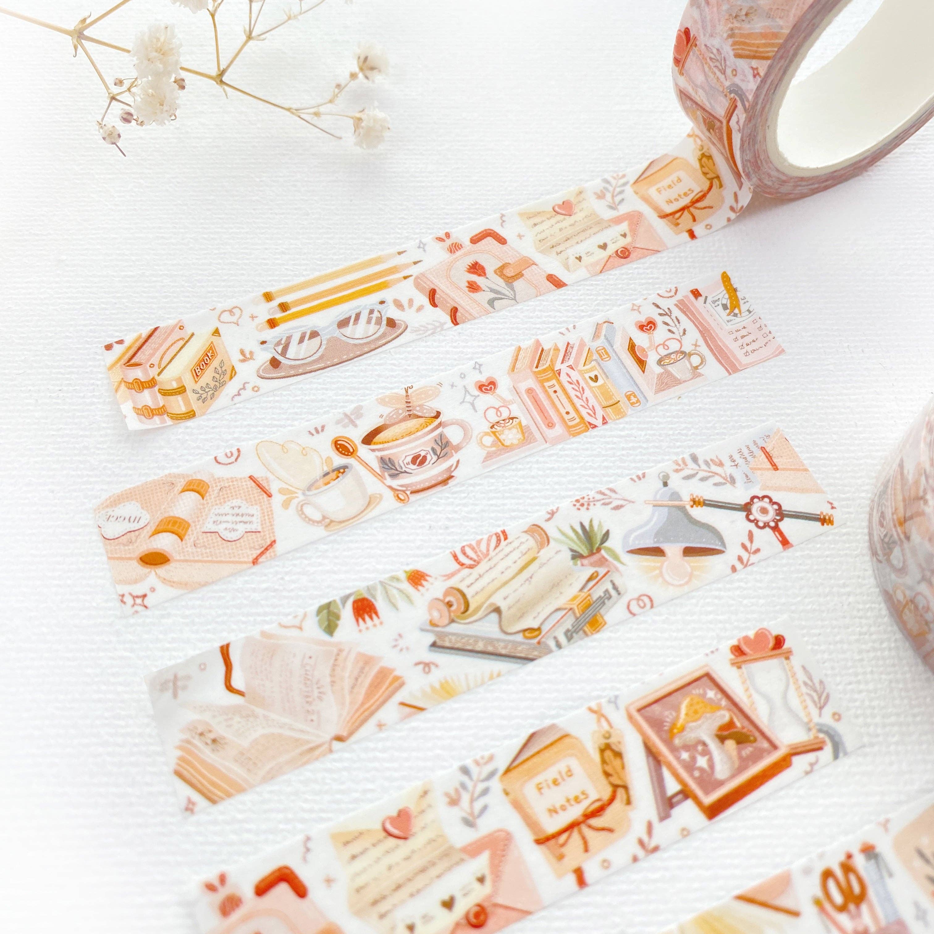 Lettoon - Vendita all'ingrosso Nastro washi - Washi Tape Reading Time con libri, fiori e piante4