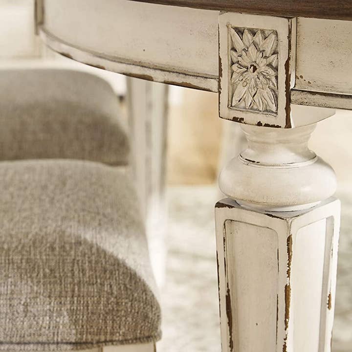 Chipped White French Country Oval Dining Room Extension Table for wholesale on Faire