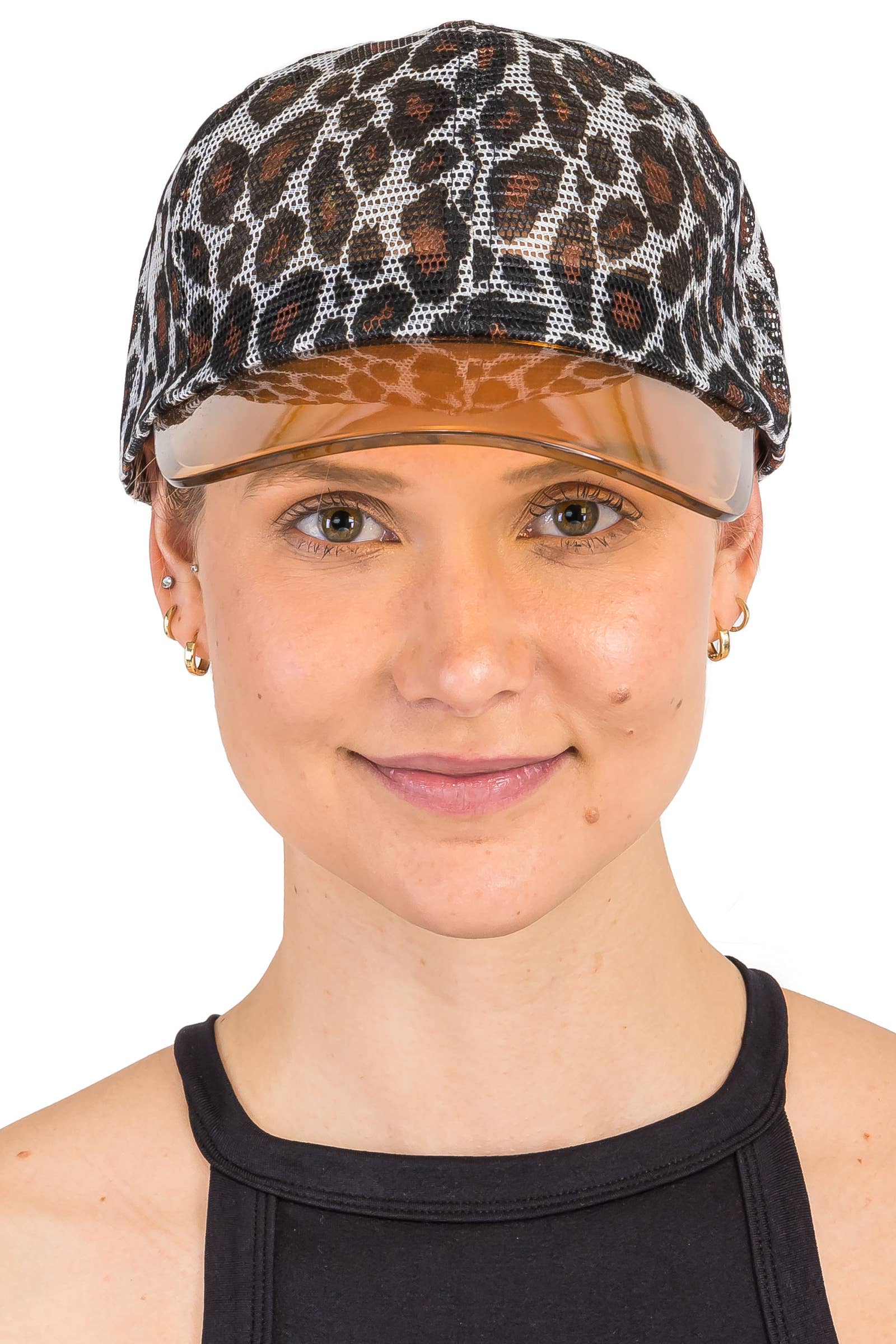 Cap Zone - Wholesale Trucker Hat - Women's - Leopard Full Mesh Clear Brim Trucker Hat6