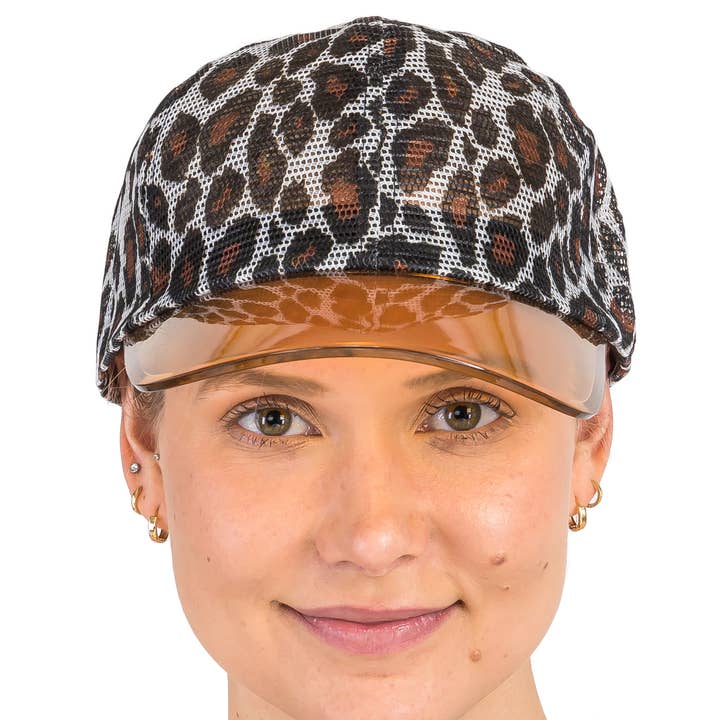 Cap Zone - Wholesale Trucker Hat - Women's - Leopard Full Mesh Clear Brim Trucker Hat6