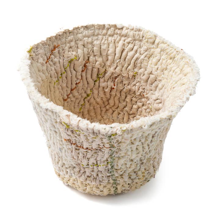 Handcrafted Kantha (metallic kantha) Deep Bowl-Ivory for wholesale by Maison Mieko