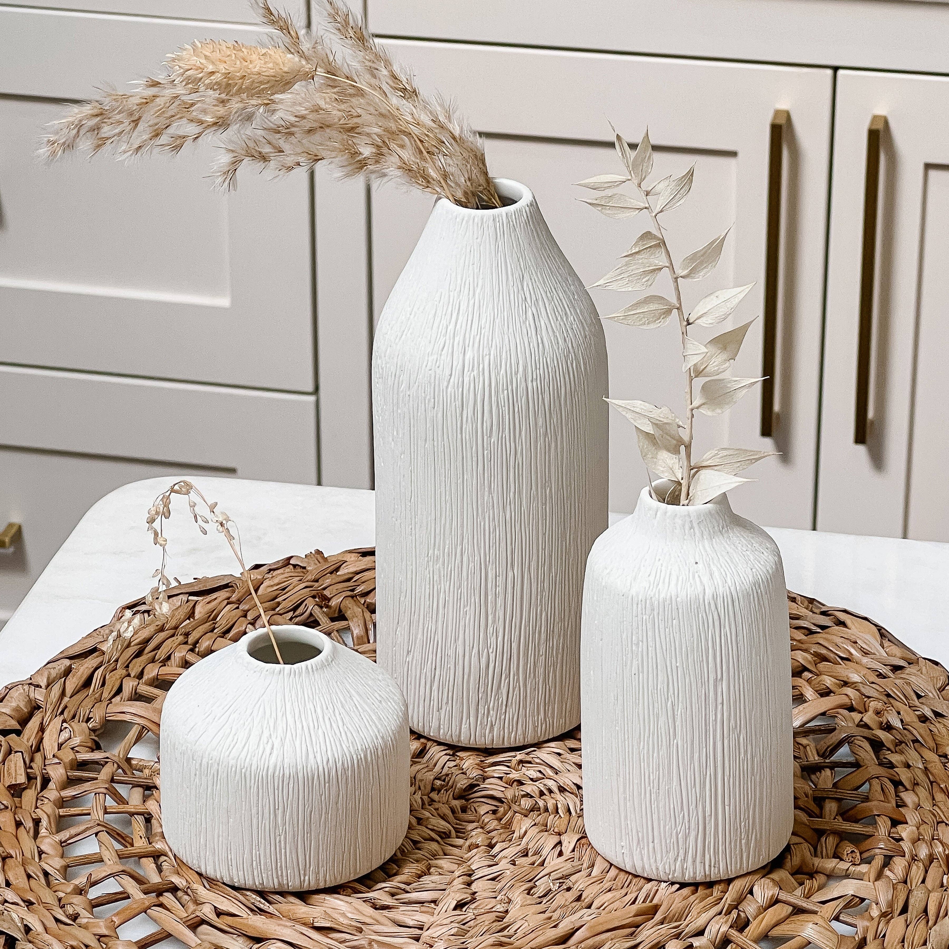 Kate Aspen - Wholesale Vase - Boho Ceramic Bud Vase - White (Set of 3)3