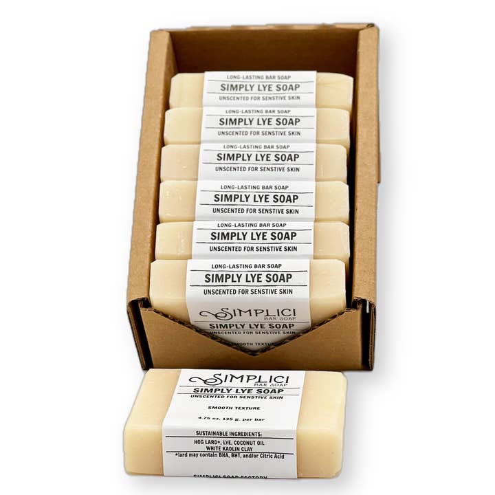 Simplici Soap Factory - Wholesale Bar Soap - SIMPLICI Simply Lye Soap, Natural Unscented Bar 1