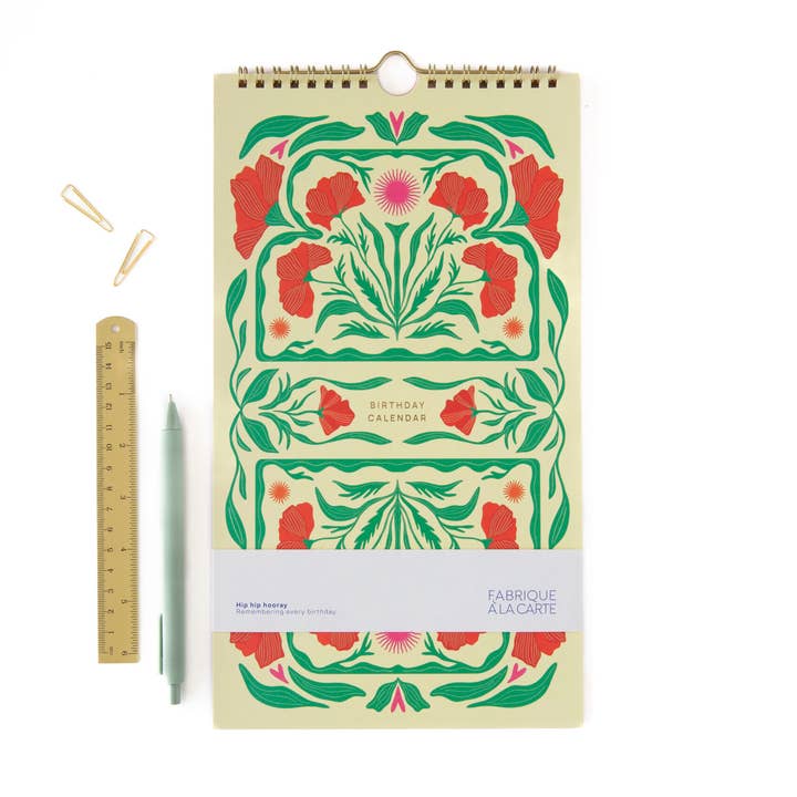 A-Journal Stationery - Wholesale Calendar - Fabrique Birthday Calendar - Poppy1