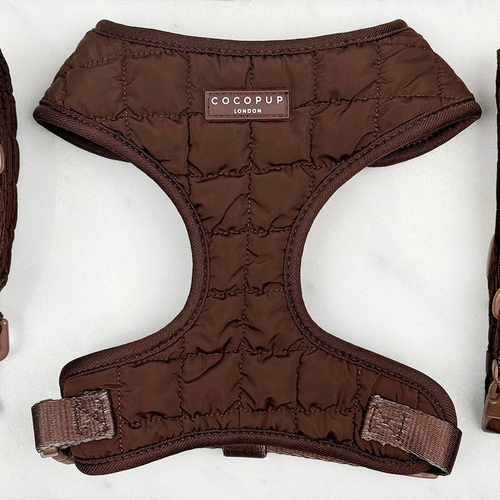 Espresso Quilted Adjustable Neck HARNESS for wholesale by Cocopup London