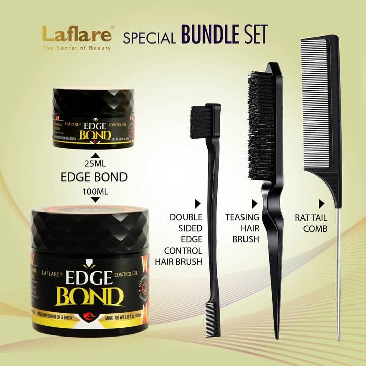 Laflare - Wholesale Hair Styling Gel/Mousse - Edge Bond Control Gel Set with Comb Set for Hair Styling5