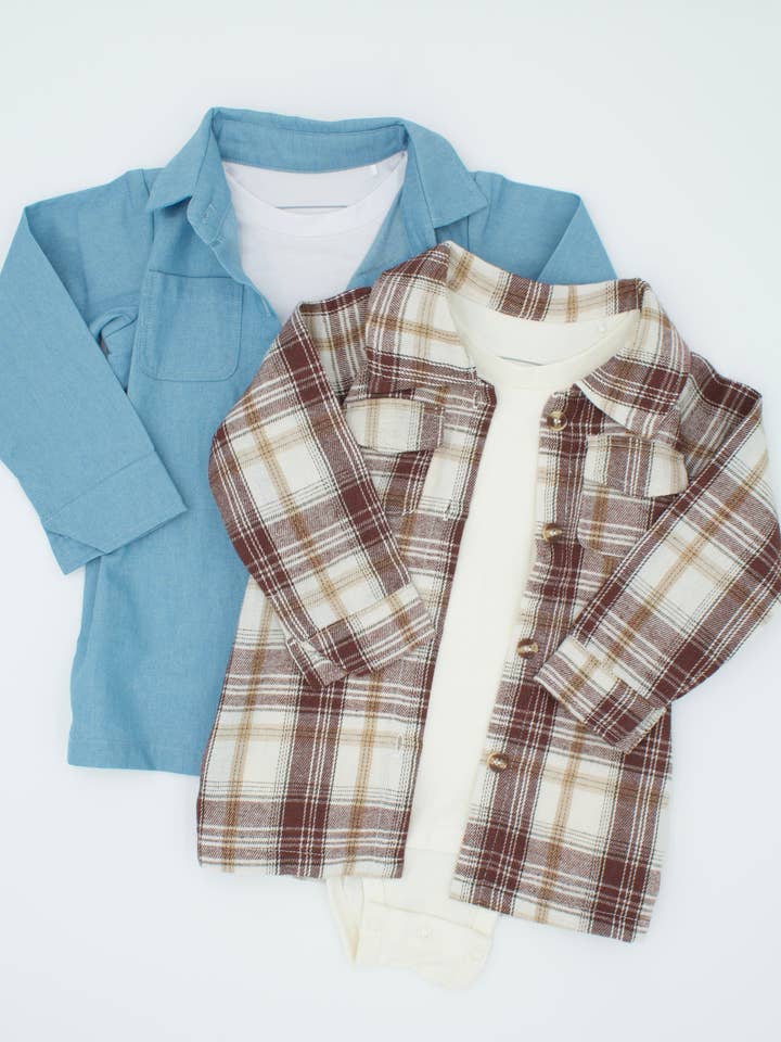 Overshirt Onesie for wholesale by Black Sheep Baby Co