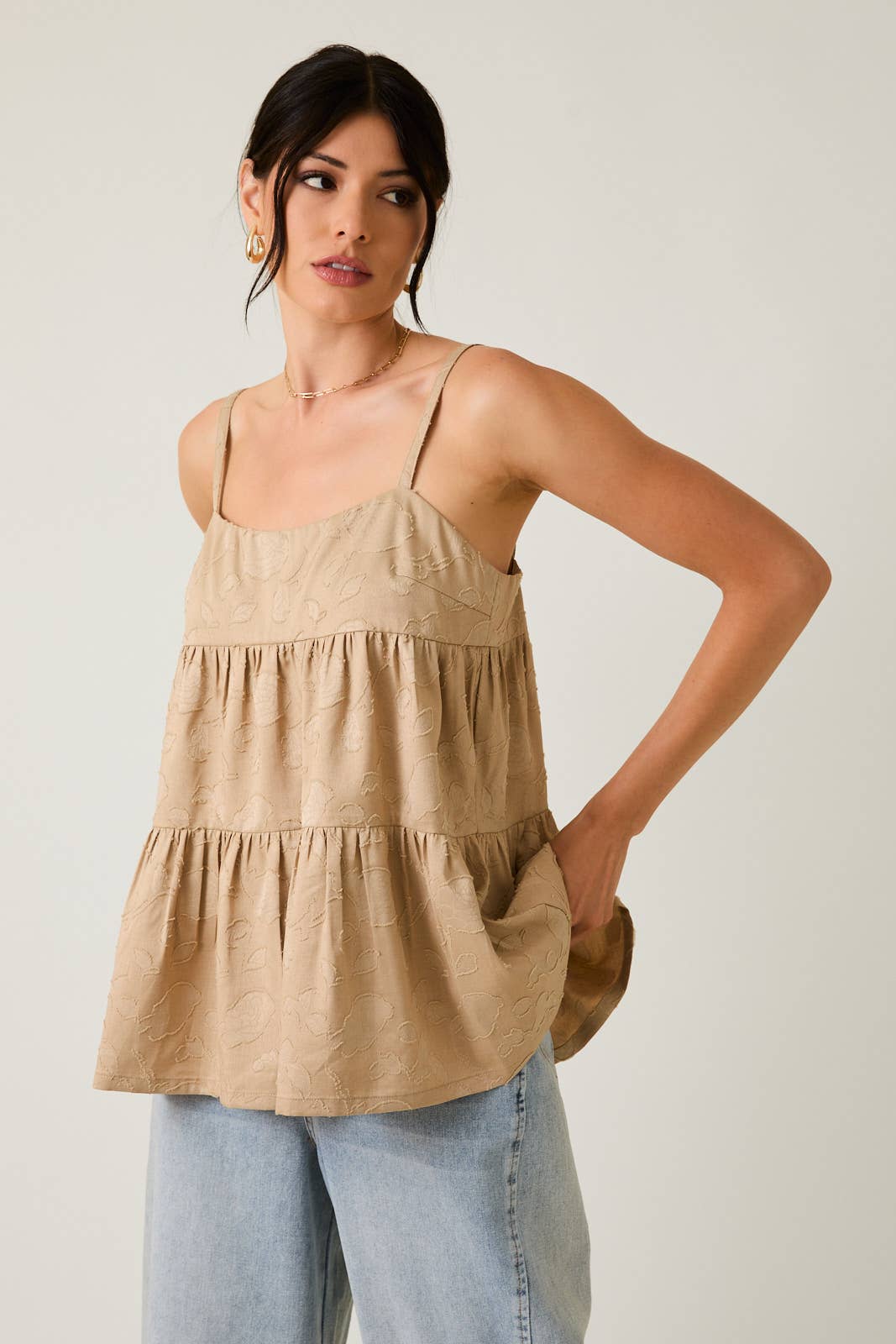 Sunday Edition - Wholesale Blouse - Women's - SLEEVELESS TIERED JACQUARD WOVEN TOP9