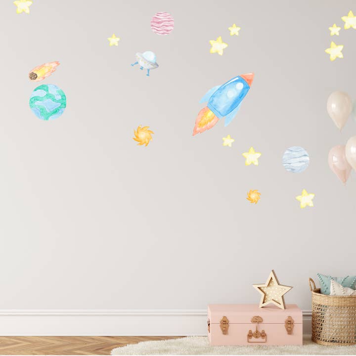 Space set decals | Fabric wall stickers for wholesale by Adnil Creations