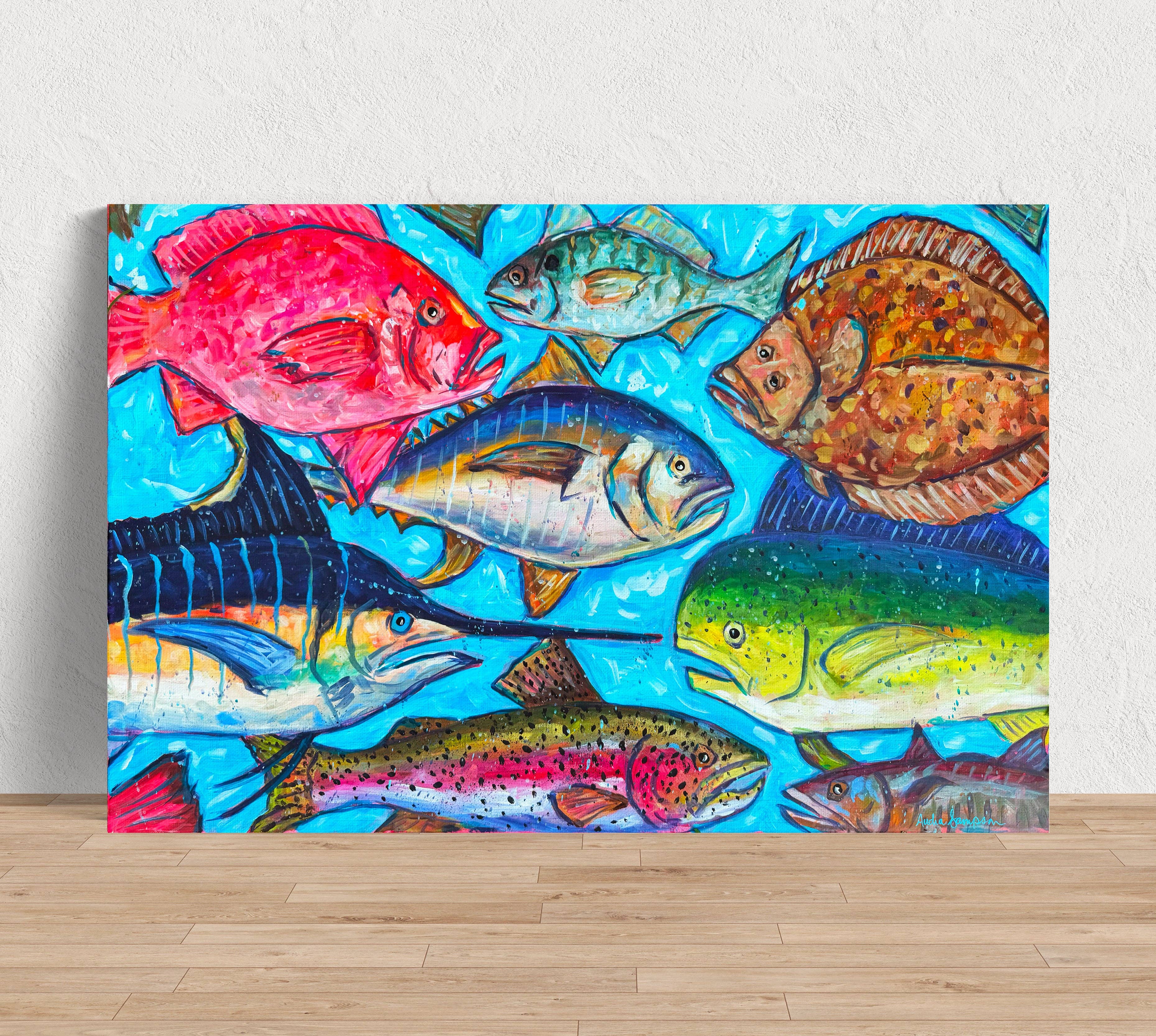 Audra Style - Wholesale Art Print - Collective Swim Canvas Print - Colorful Coastal Nautical Beach Art Painting1