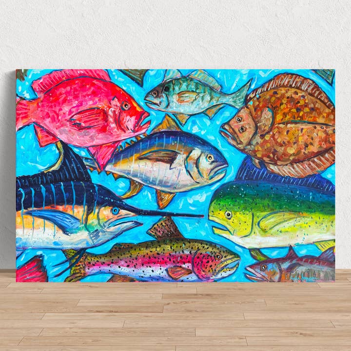 Audra Style - Wholesale Art Print - Collective Swim Canvas Print - Colorful Coastal Nautical Beach Art Painting1