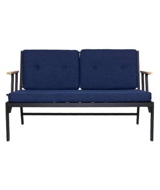 Multi Colored Koza Home Mist Navy Blue Double Garden Chair Black Frame 6008 Double for wholesale on Faire7