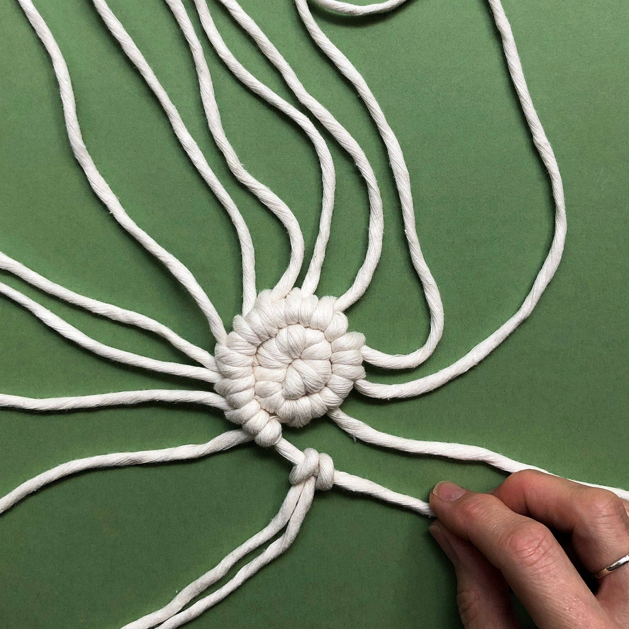 Bergin & Bath - Venta al por mayor Kit de manualidades - Kit de Macramé Posavasos - Rosa Rubor, Verde Laurel y Beige7