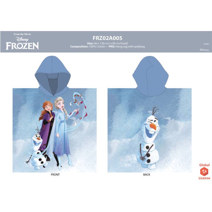Evidence – wholesale Ponchohandduk - Barn och baby – Disney Frost Barnponcho 100% Bomull 60X120 cm