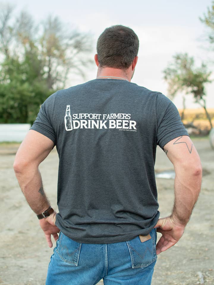 Western 'Support Farmers Drink Beer' Graphic Tee for wholesale by American Farm Company