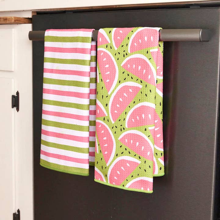rockflowerpaper - Wholesale Tea Towel - WATERMELON STRIPE blu Kitchen Tea Towel