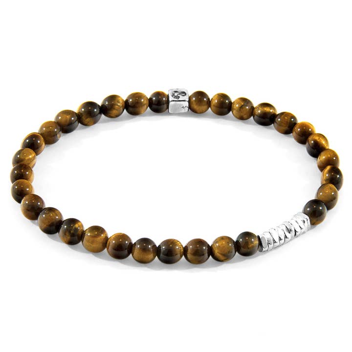 Brown Tigers Eye Atrato Silver and Stone Bracelet for wholesale by ANCHOR & CREW