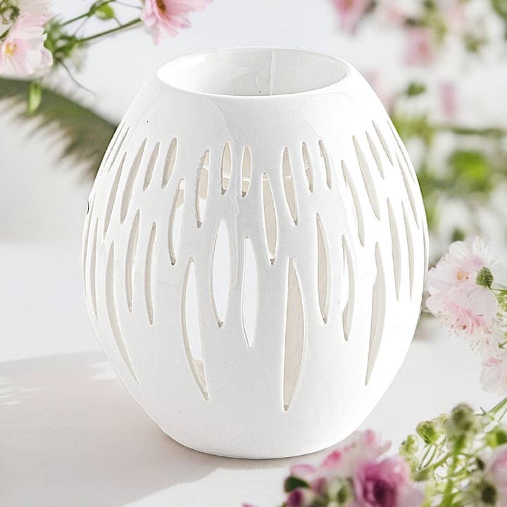 Zen'Arôme - Vente Diffuseur de parfum chauffant - Bruleur huile et cire parfumée en céramique Ovali Blanc0