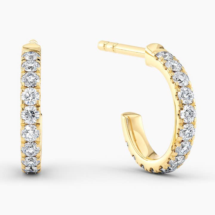 0.5C Diamond Gold Hoops, Half Hoop Earrings for Women for wholesale by OISHI DIAMONDS