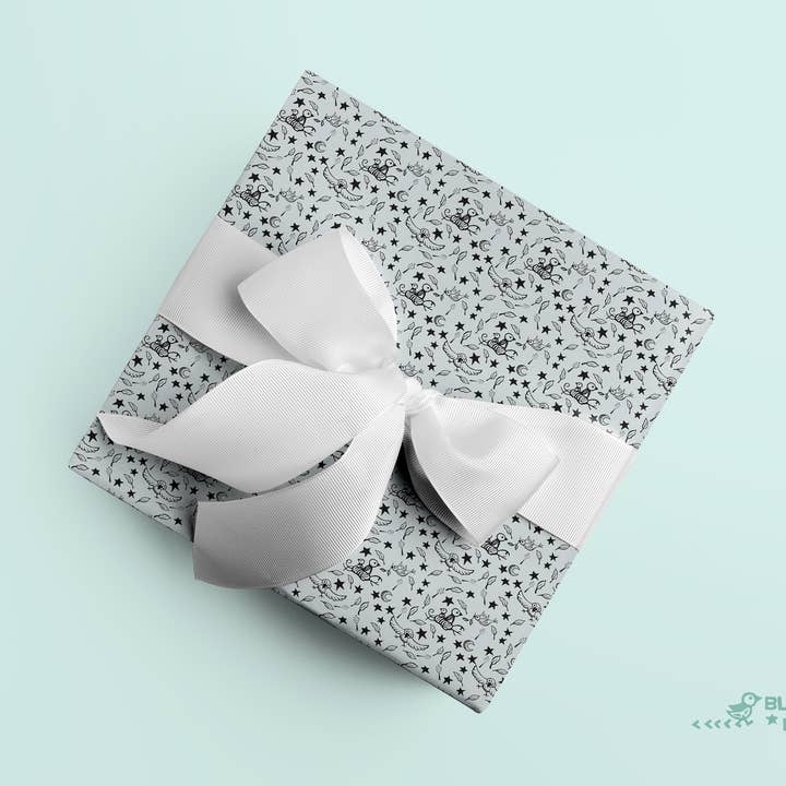 Papier cadeau Oiseaux et Étoiles - rouleau de 2 feuilles pour la vente par Block21Prints