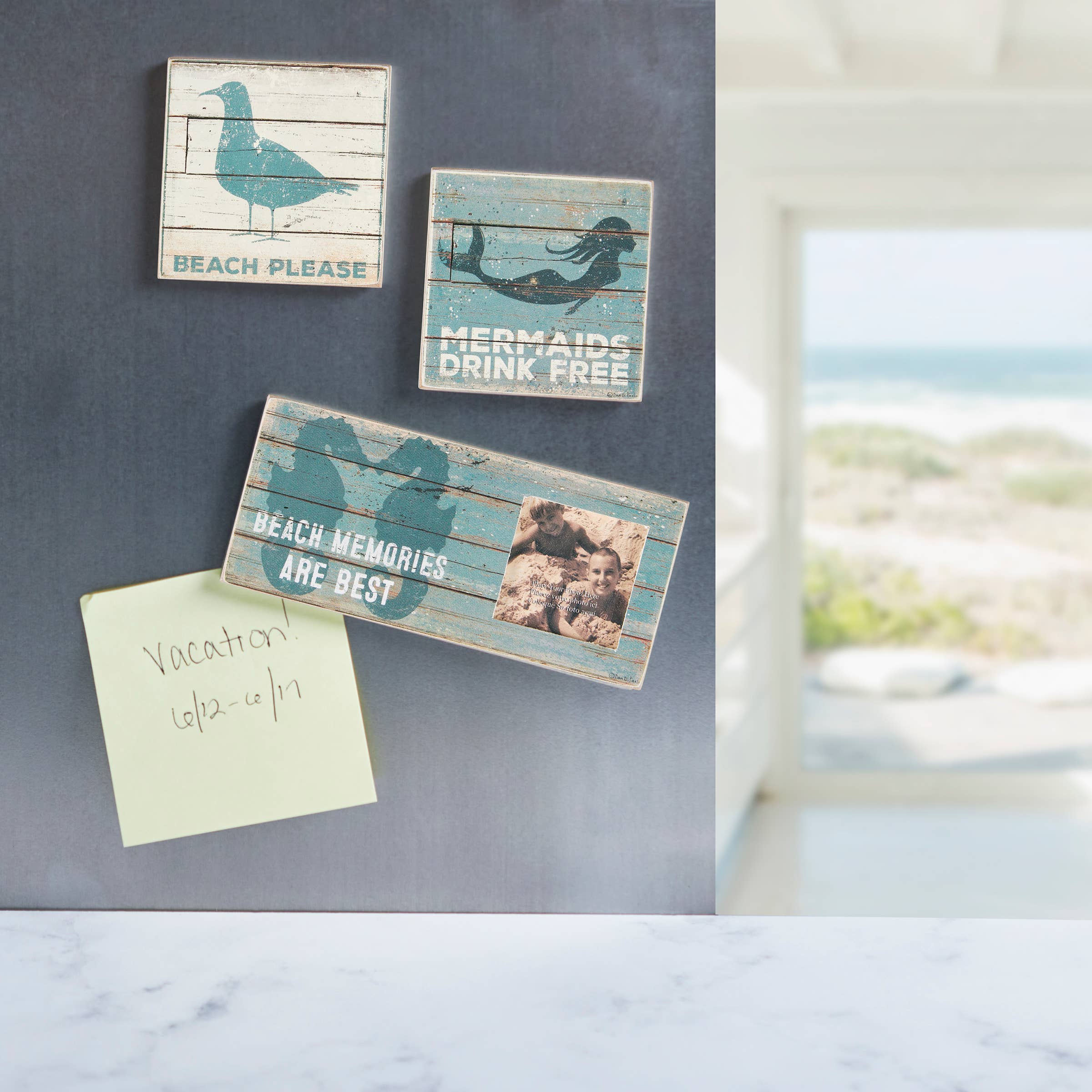 Primitives by Kathy - Wholesale Picture Frame - Beach Photo Magnet Set3