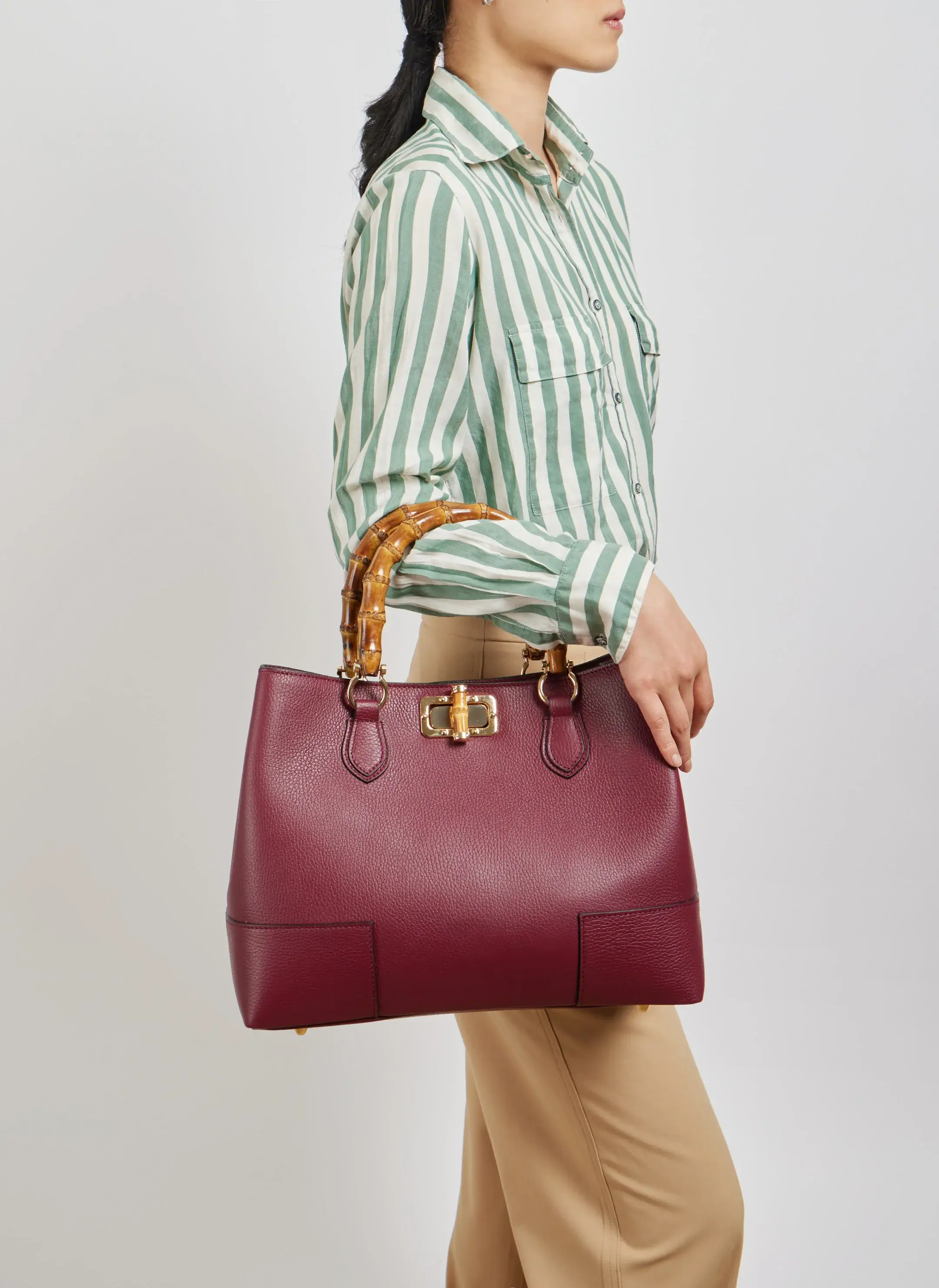 Voemièn - Wholesale Top Handle Bag - Women's - Bamboo Babe Bag in Beige Dollar Leather9