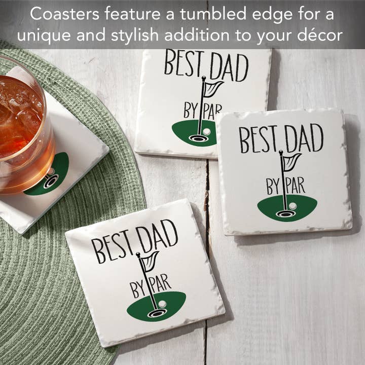CounterArt/Highland Home/Thirstystone/CoasterStone - Wholesale Coasters - "By Par" Absorbent Stone Tumbled Tile Coaster 4pk