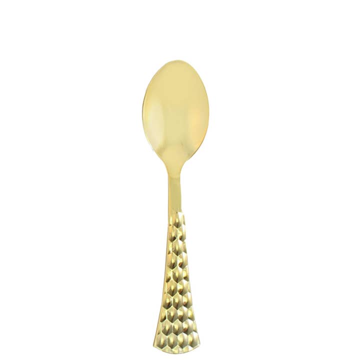 EcoQuality - Wholesale Table Spoon (Cutlery) - Fancy Disposable Gold Plastic Tea Spoons Extra Heavyweight