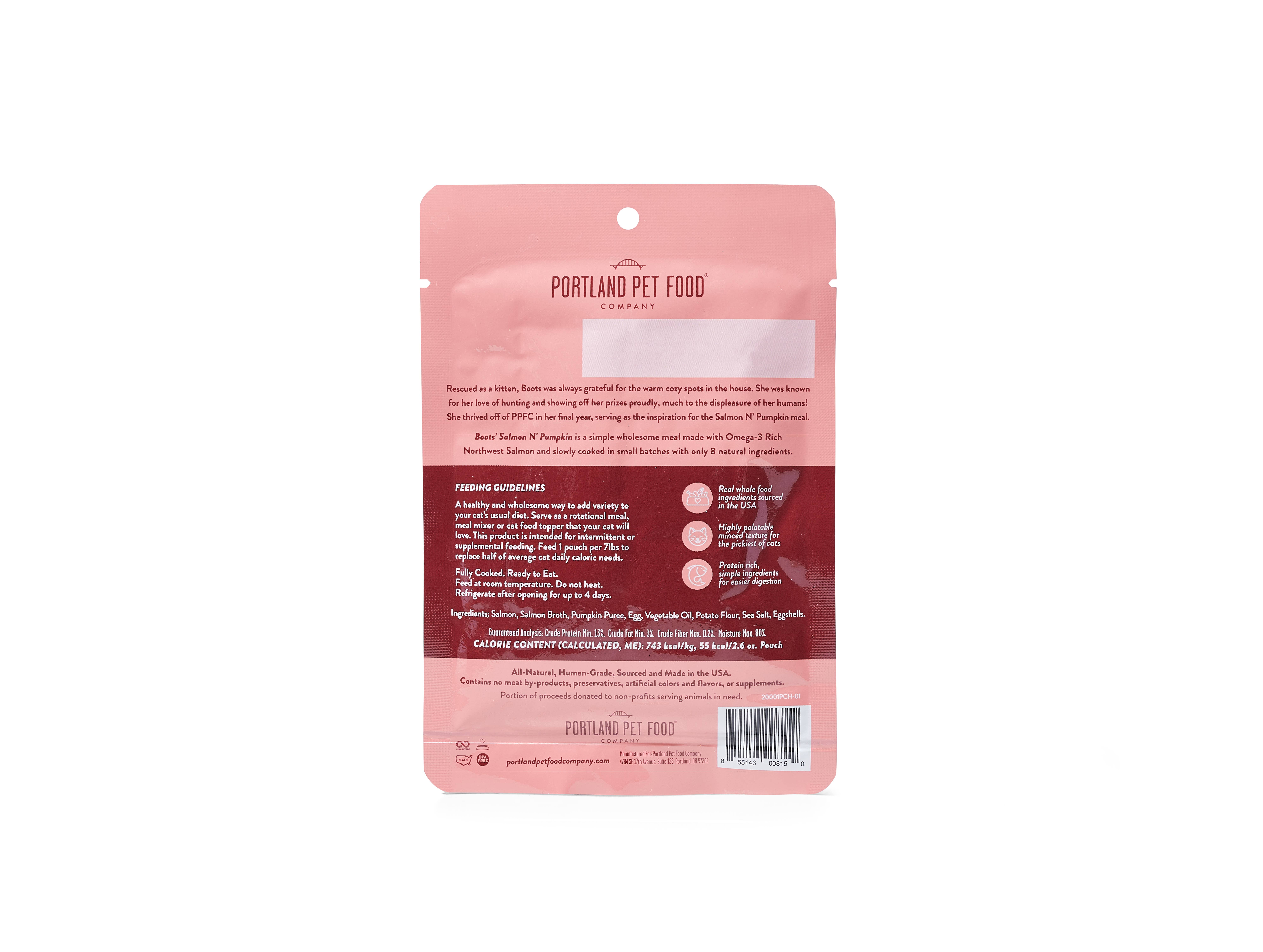 Portland Pet Food Company - Vente Nourriture – chat - Nourriture humide fraîche de qualité humaine au saumon et à la citrouille de Boots1